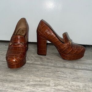 Sam Edelman Women's Aretha Platform heel Loafers Size 6.5. Brown leather